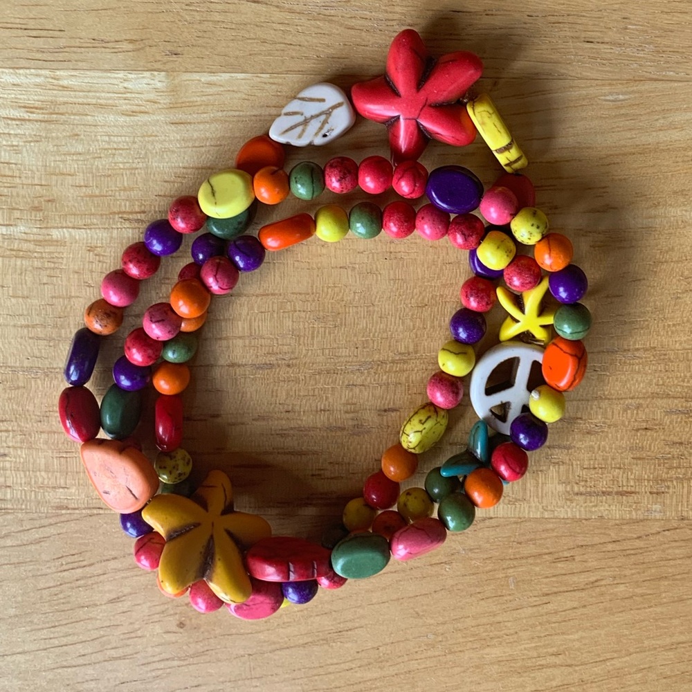 Coastal Boho Colorful Stackable Beaded Elastic Bracelets (3)